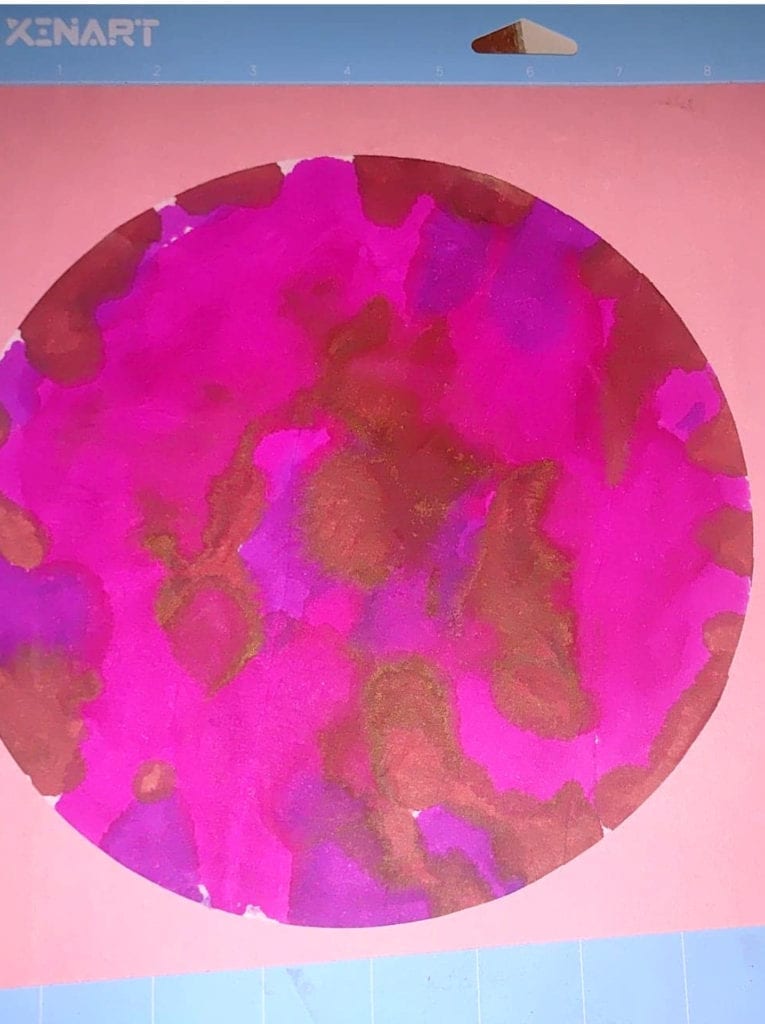 Coffee filter with alcohol ink
