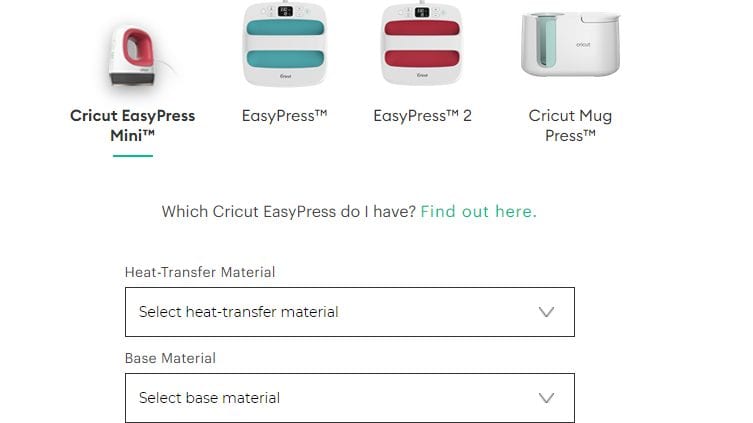 Cricut heat press settings