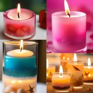 unique craft ideas to make money - candles. Four different kinds of candles.